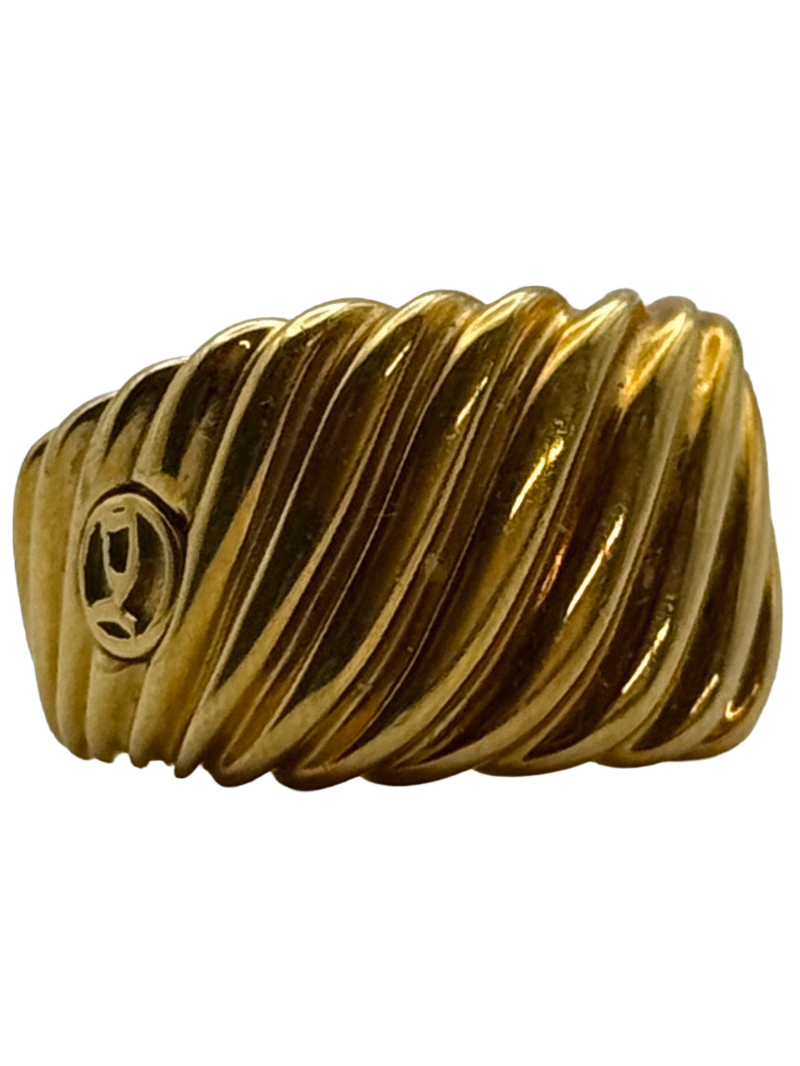 David Yurman Sculpted Cable Ring in 18K gold, Size 5.5–6, EU 52, weighing 16g.
