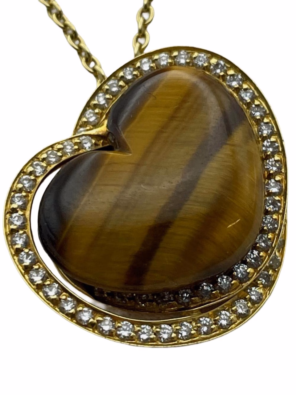 Roberto Coin Tiger’s Eye & Diamond Necklace, 18K Yellow Gold, 20.5" primary image