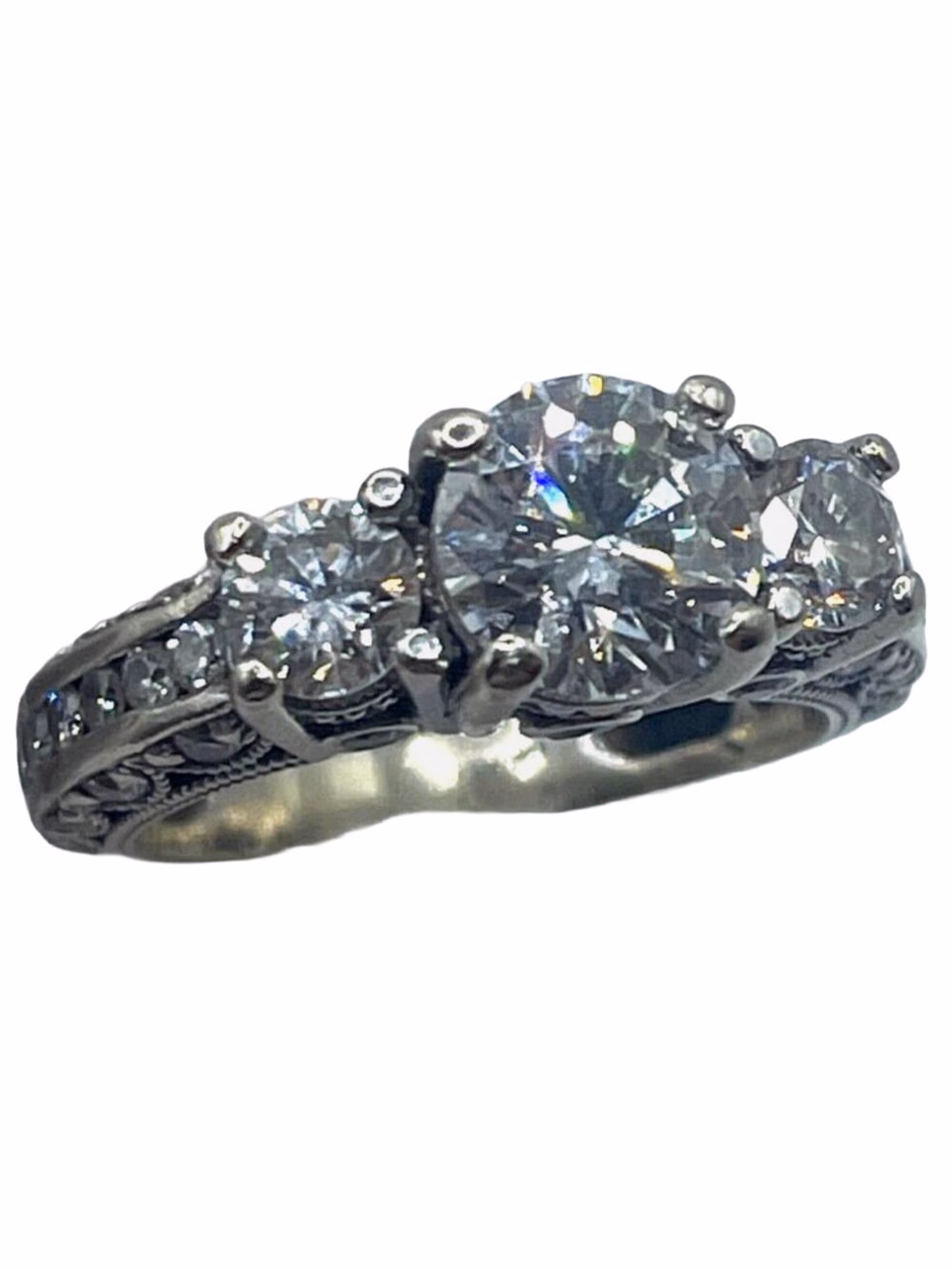 Estate 14K White Gold Diamond Ring, 2.37 ctw, 1.2 ct Centerstone (SI2, D), Size 5.25 US primary image