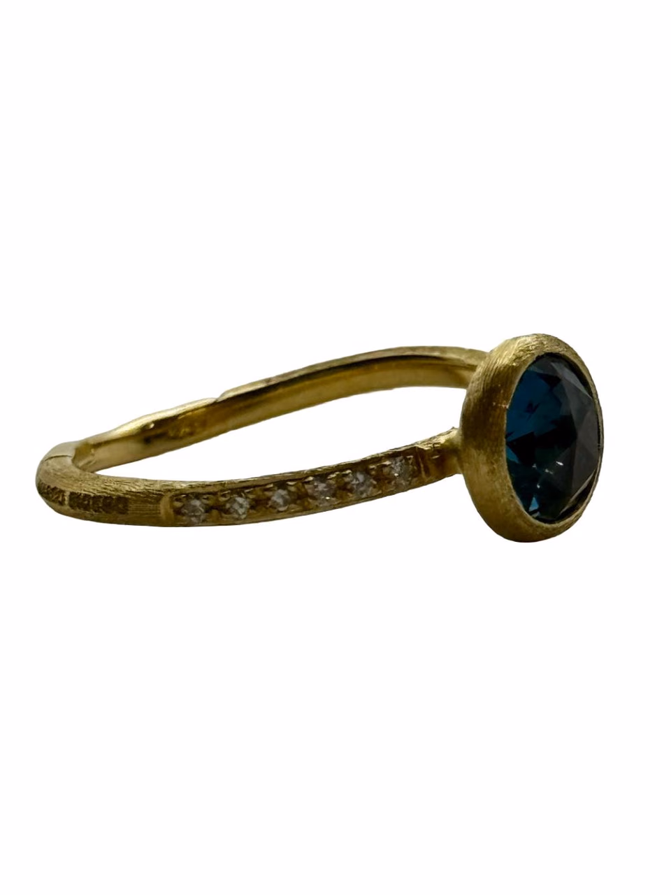 Marco Bicego 18K Gold, Blue Topaz & Diamond Ring , Jaipur, Size 7. primary image