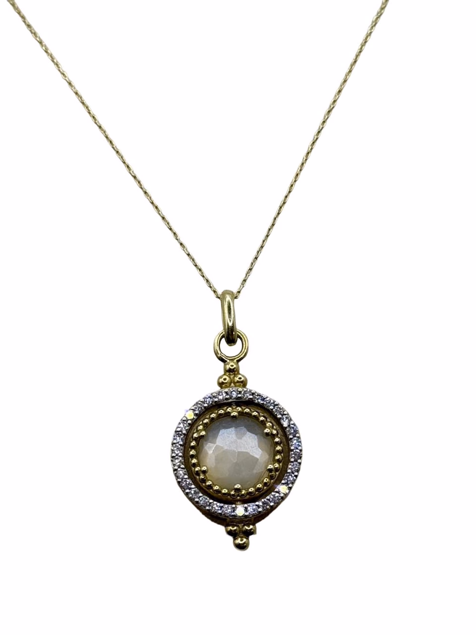 Jude Frances 18K Gold Diamond & Moonstone Spinner Necklace, 17". primary image