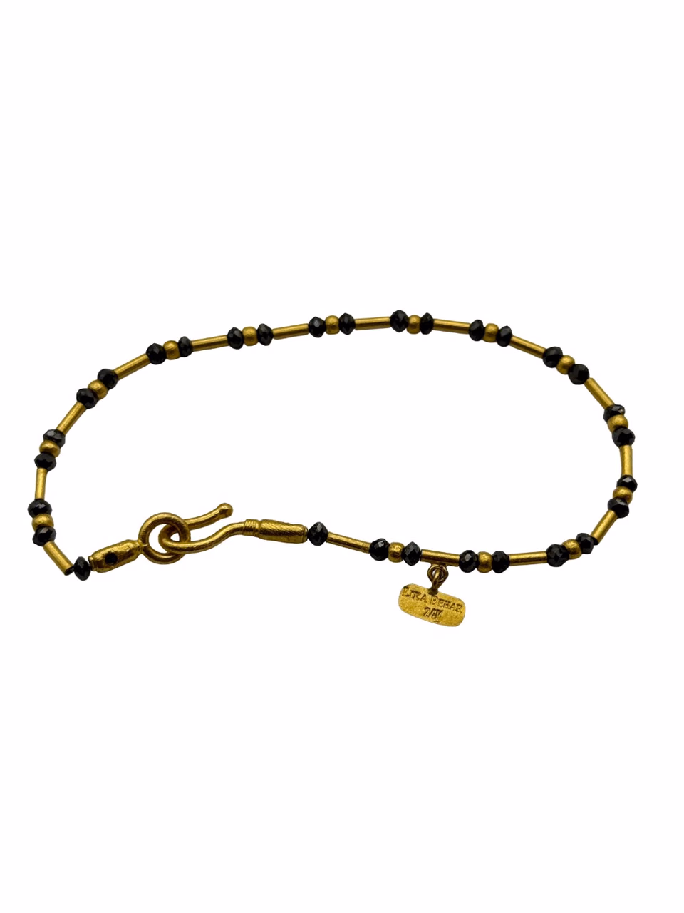 Lika Behar 24K Gold Deep Blue Bead Bracelet, 7.75", 1.6mm. primary image