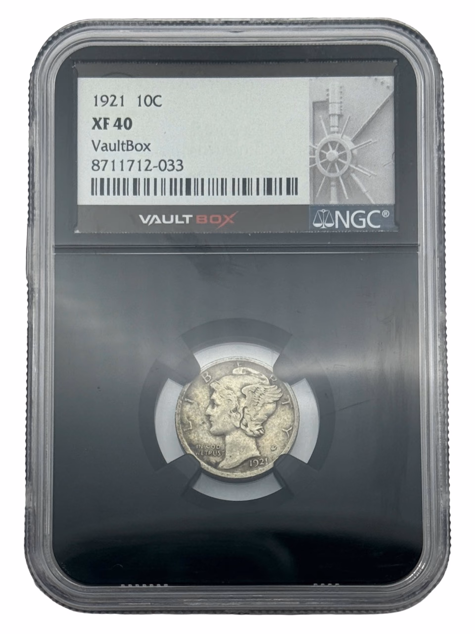 1921 Mercury Dime, XF40 NGC, Vault Box Issue, Key Year Coin. primary image