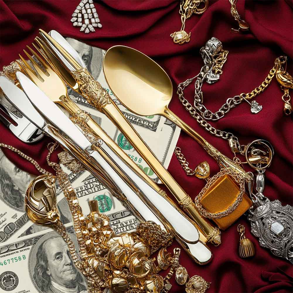 Gold jewelry held in two hands